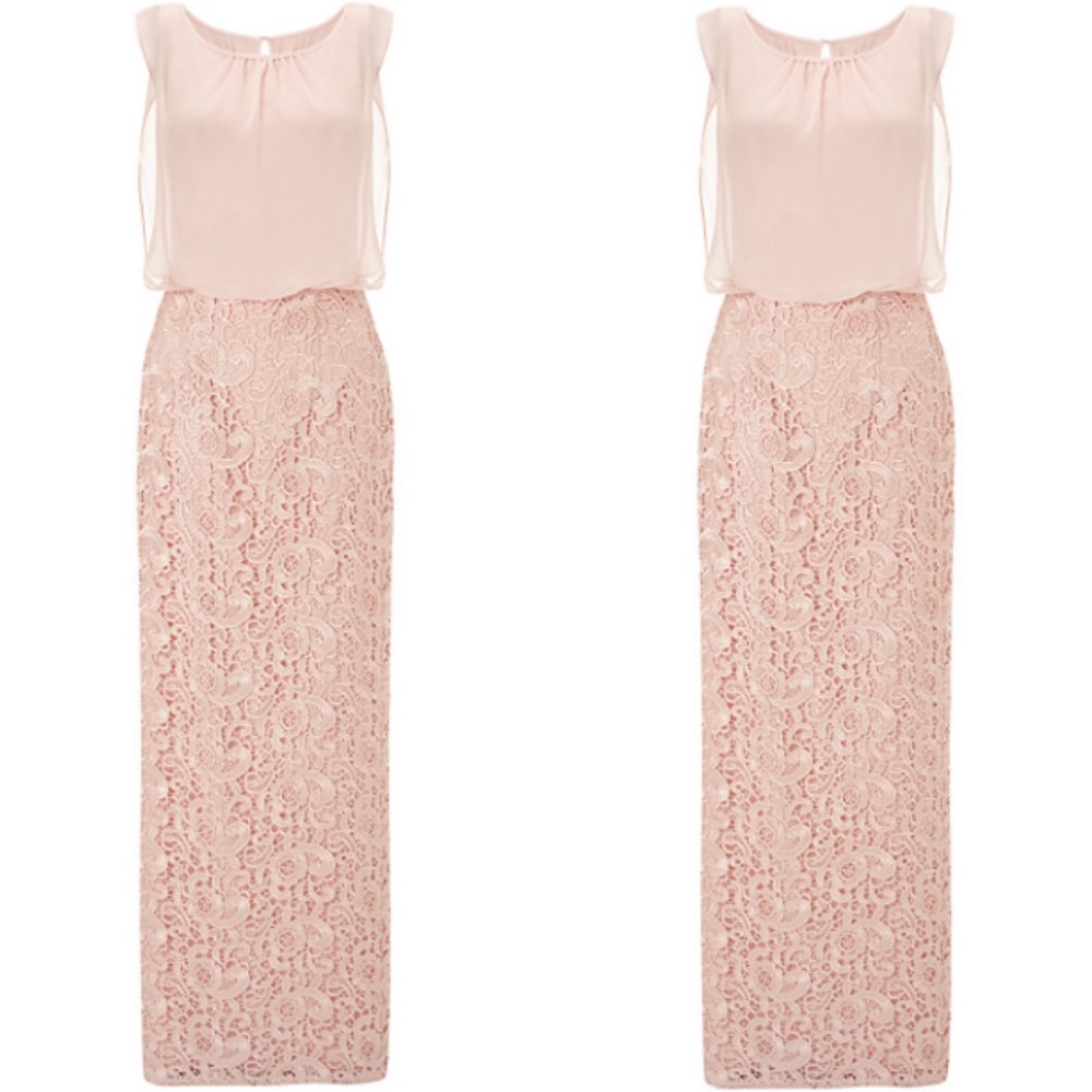 Aidan Mattox Lace blouson sleeveless Overlay chiffon long gown - Picture 5 of 14